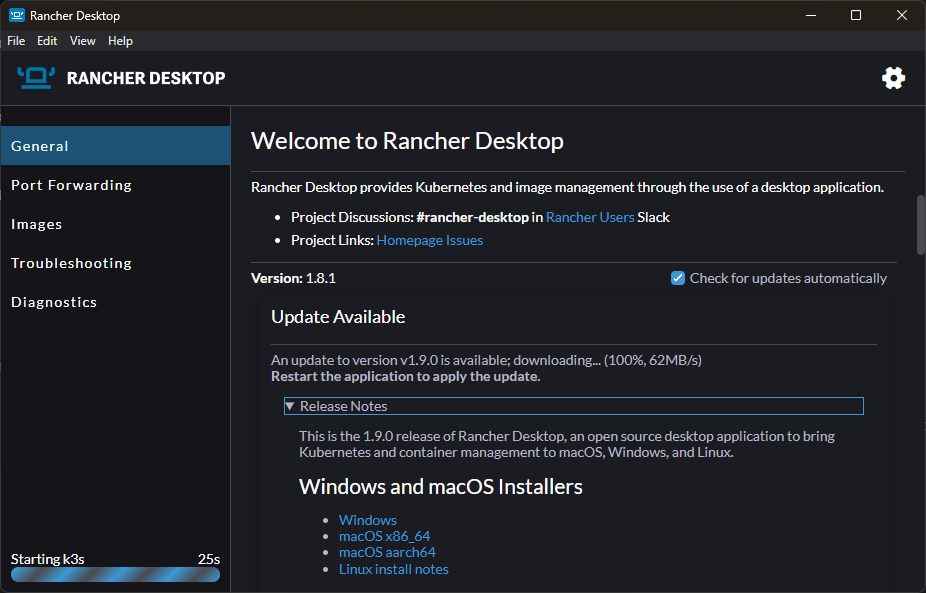 Rancher Desktop menyertakan nerdctl untuk berinteraksi dengan containerd